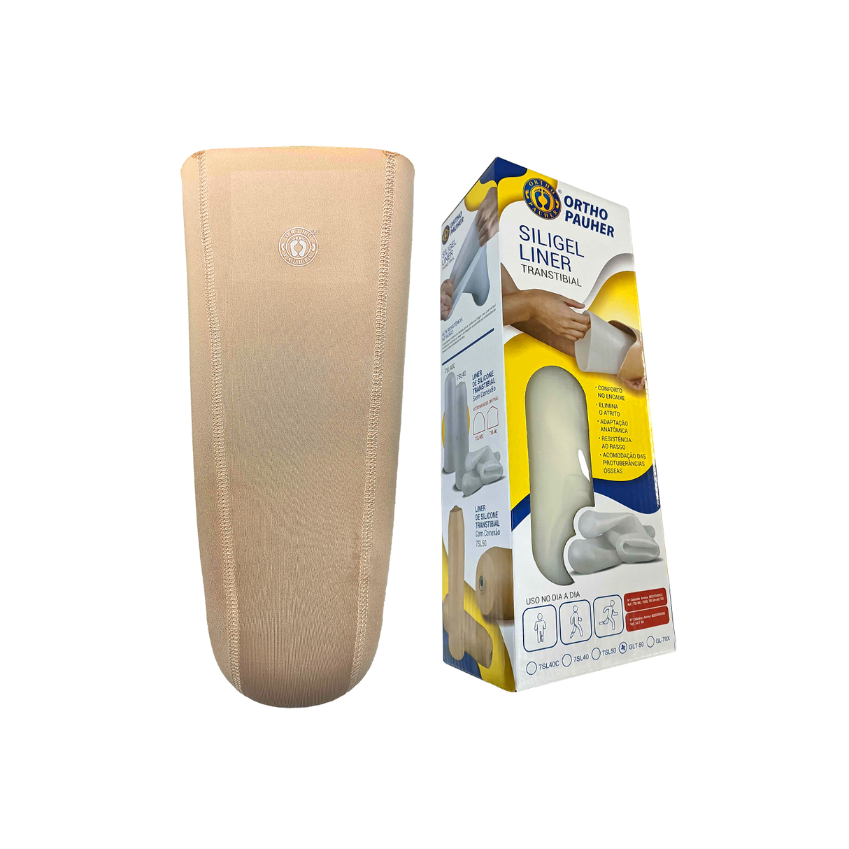 LINER TRANSTIBIAL DE GEL COM TECIDO SEM CONEXÃO