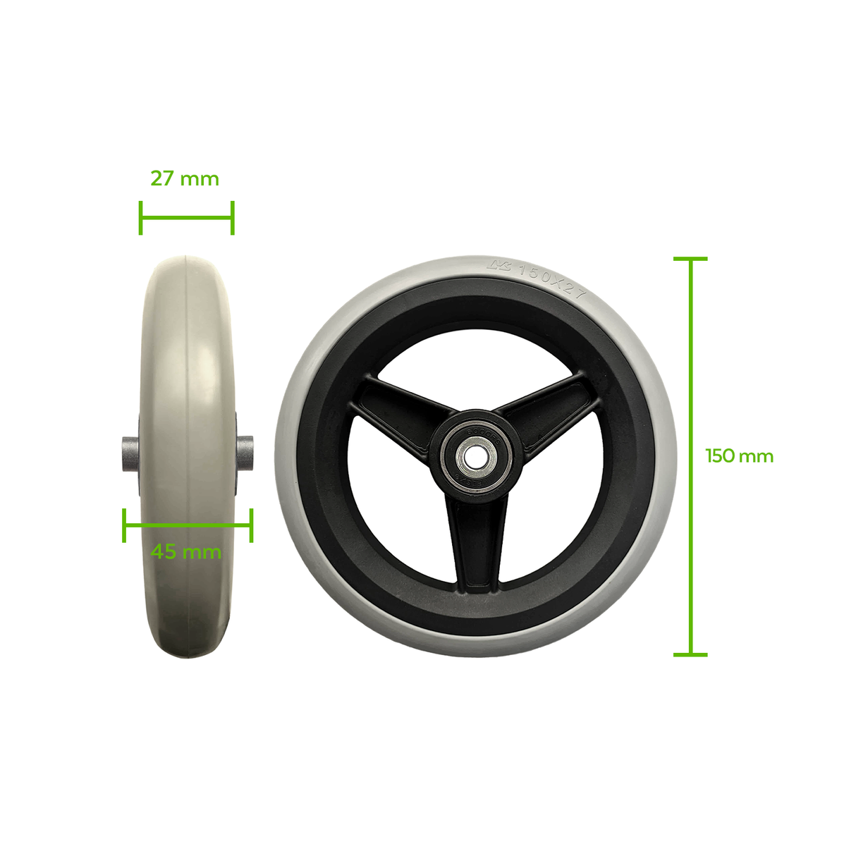 PAR DE RODAS DIANTEIRAS 6" PARA CADEIRA DE RODAS