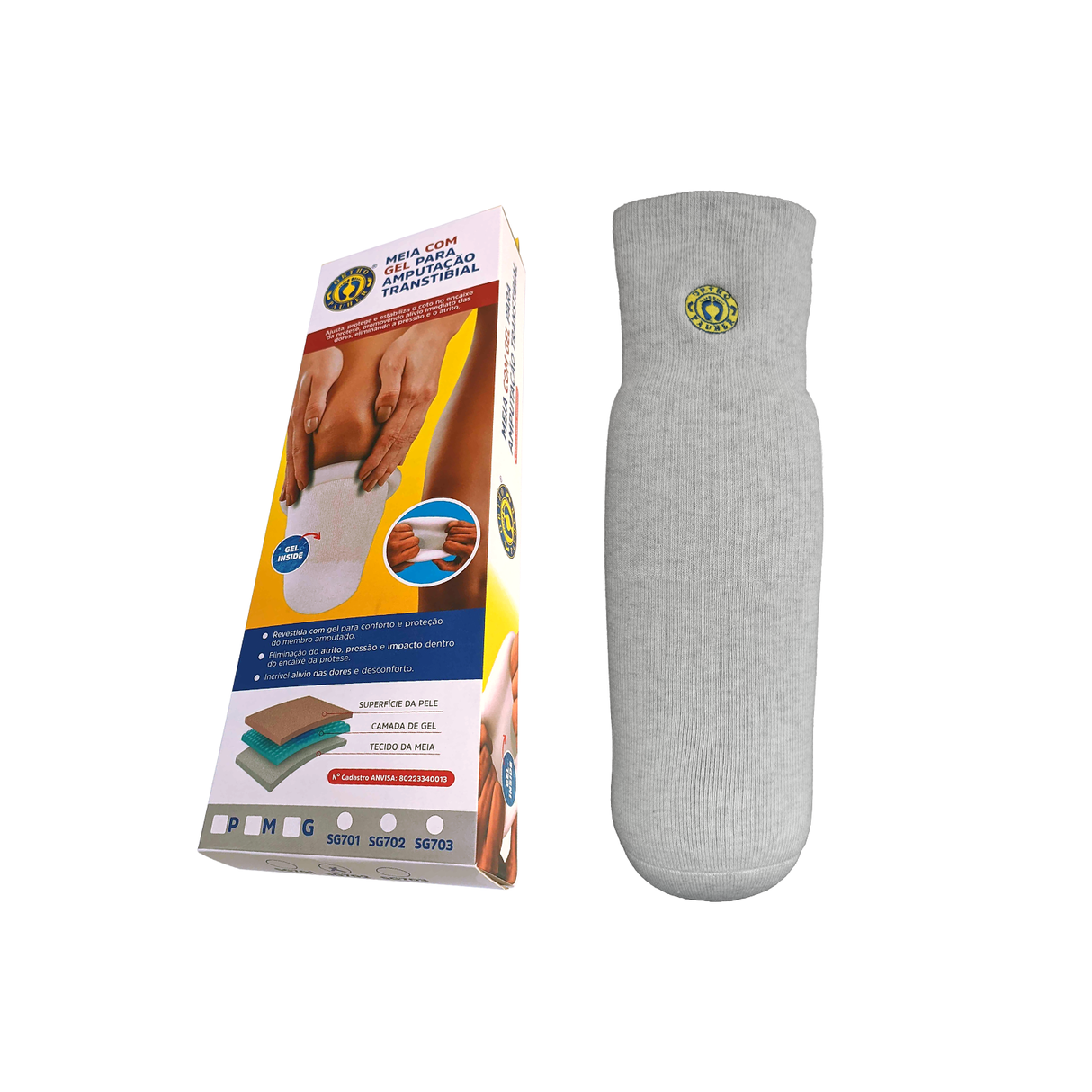 MEIA COM TRIPLO GEL PARA COTO TRANSTIBIAL