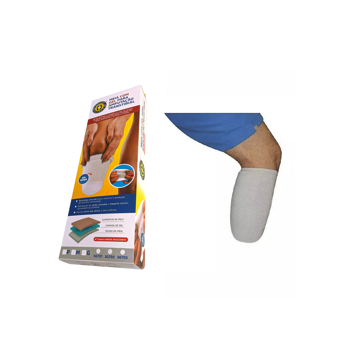 MEIA COM TRIPLO GEL PARA COTO TRANSTIBIAL