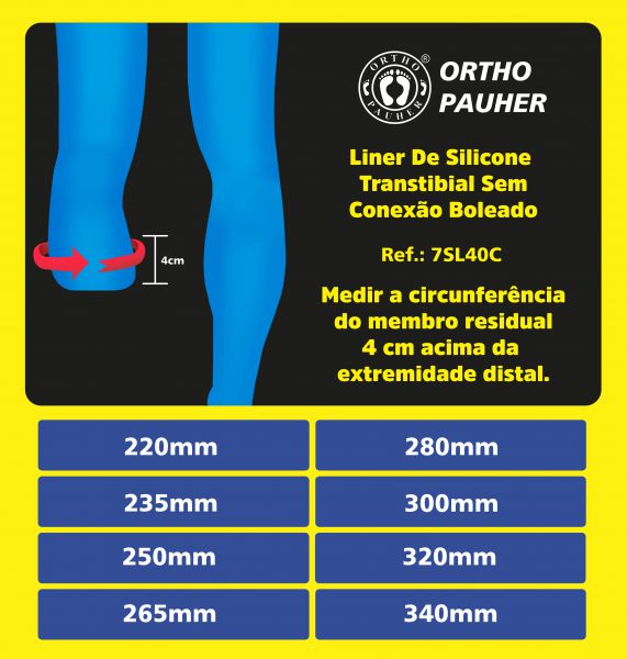 LINER DE SILICONE TRANSTIBIAL SEM CONEXÃO