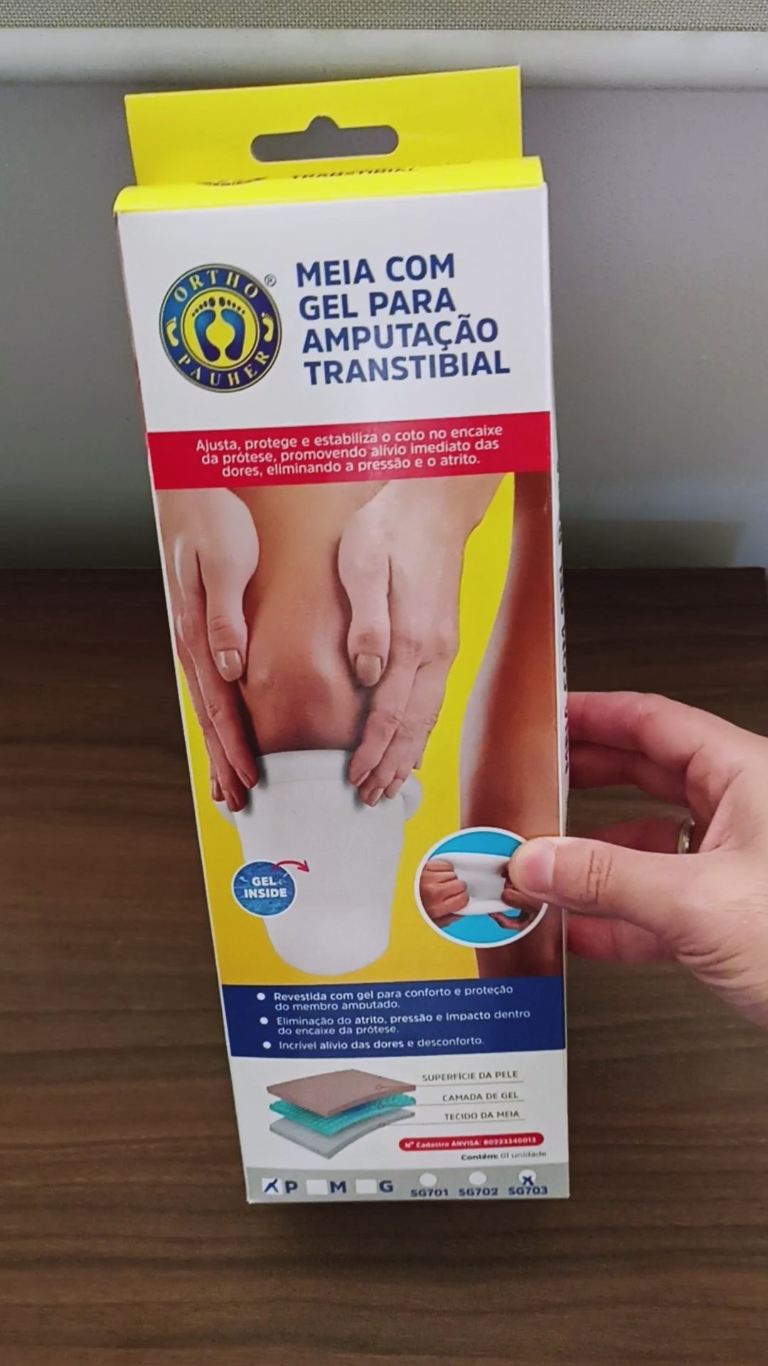 MEIA COM TRIPLO GEL PARA COTO TRANSTIBIAL